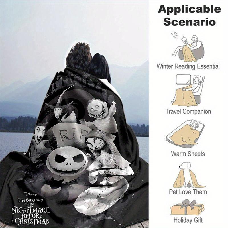 1pc, Cozy Nightmare Before Christmas Home Decor Blanket: Perfect Gift for Bedroom, Living Room, Travel, Camping, Car