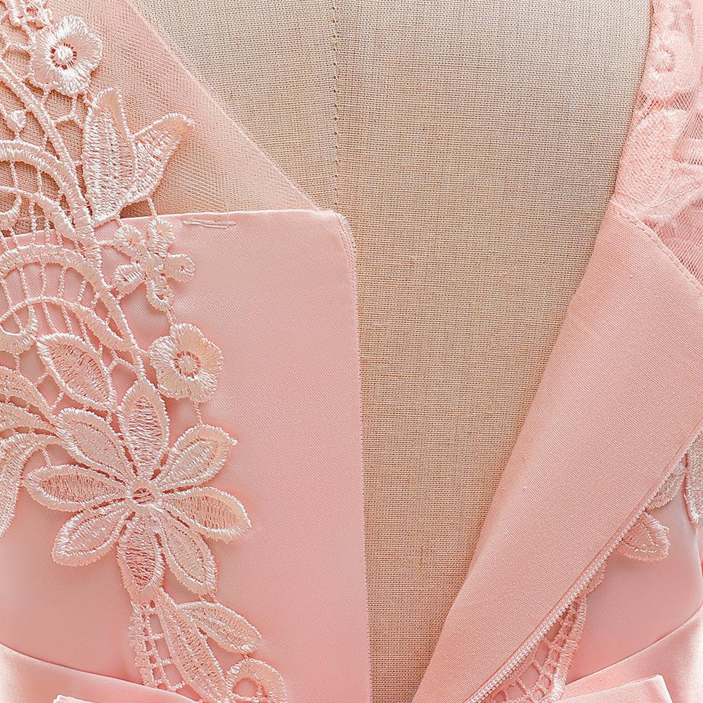 Tulle Formal Wedding Flower Party Dresses For Girls Children Costume Sequin Lace Bow Wedding Princess Dress Evening First Communion Gown