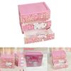 Hello Kitty Leopard Unicorn Melody Pattern Three Layer Drawer Style Storage Box For Jewelry And Makeup Organizer