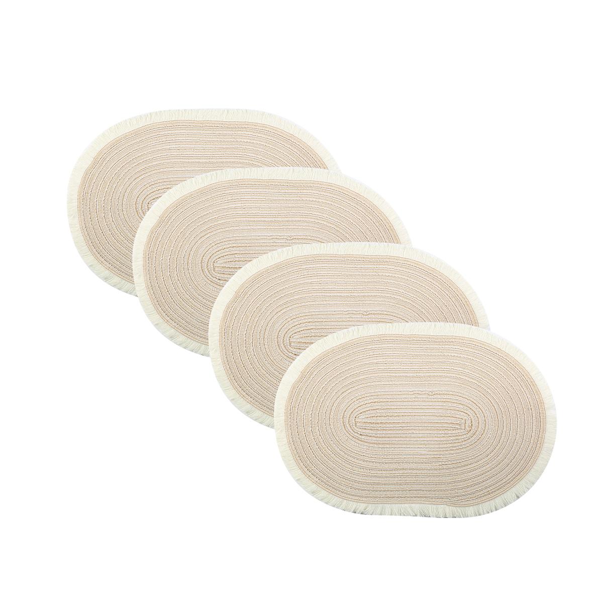 

Set of 4 Oval Placemats Heat-resistant Table Mats Washable Non-slip Dining Table Mats decoração para cozinha utensílios coasters 45x30cm&Oval бежевый