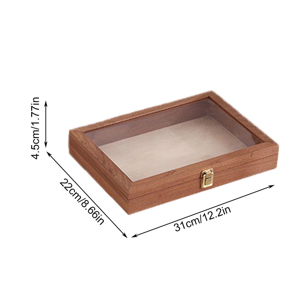 Wooden Keepsake Storage Box Multi-Purpose Cash Storage Organizer Necklace Display Case With Clear Acrylic Lid For Home