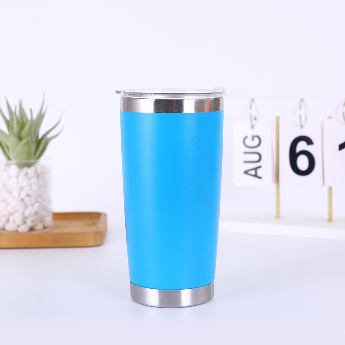 

20 унций Двухслойный Изолированный Автомобильный Стакан из Нержавеющей Стали 501-600ml озеро синий