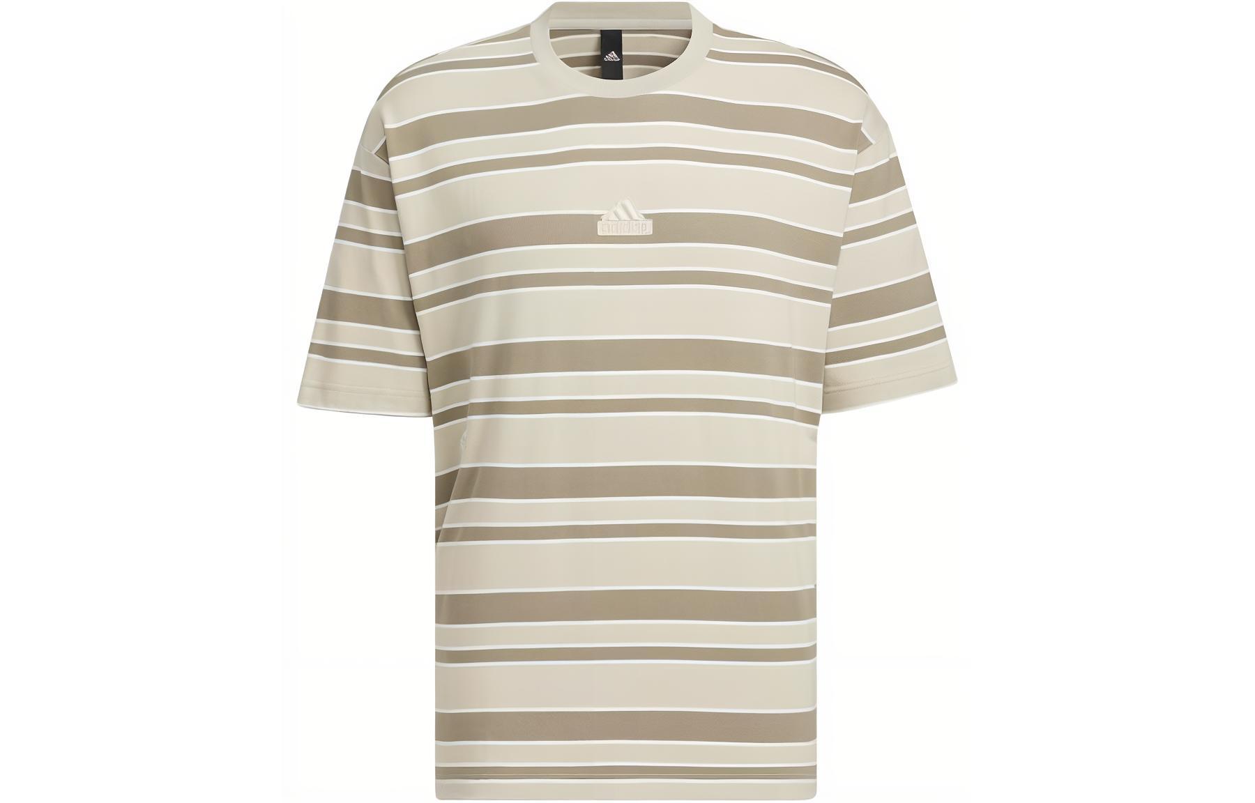 Adidas Sportswear FL Stripe T-Shirt Asia Sizing Tan Olive Green IT3928 XL