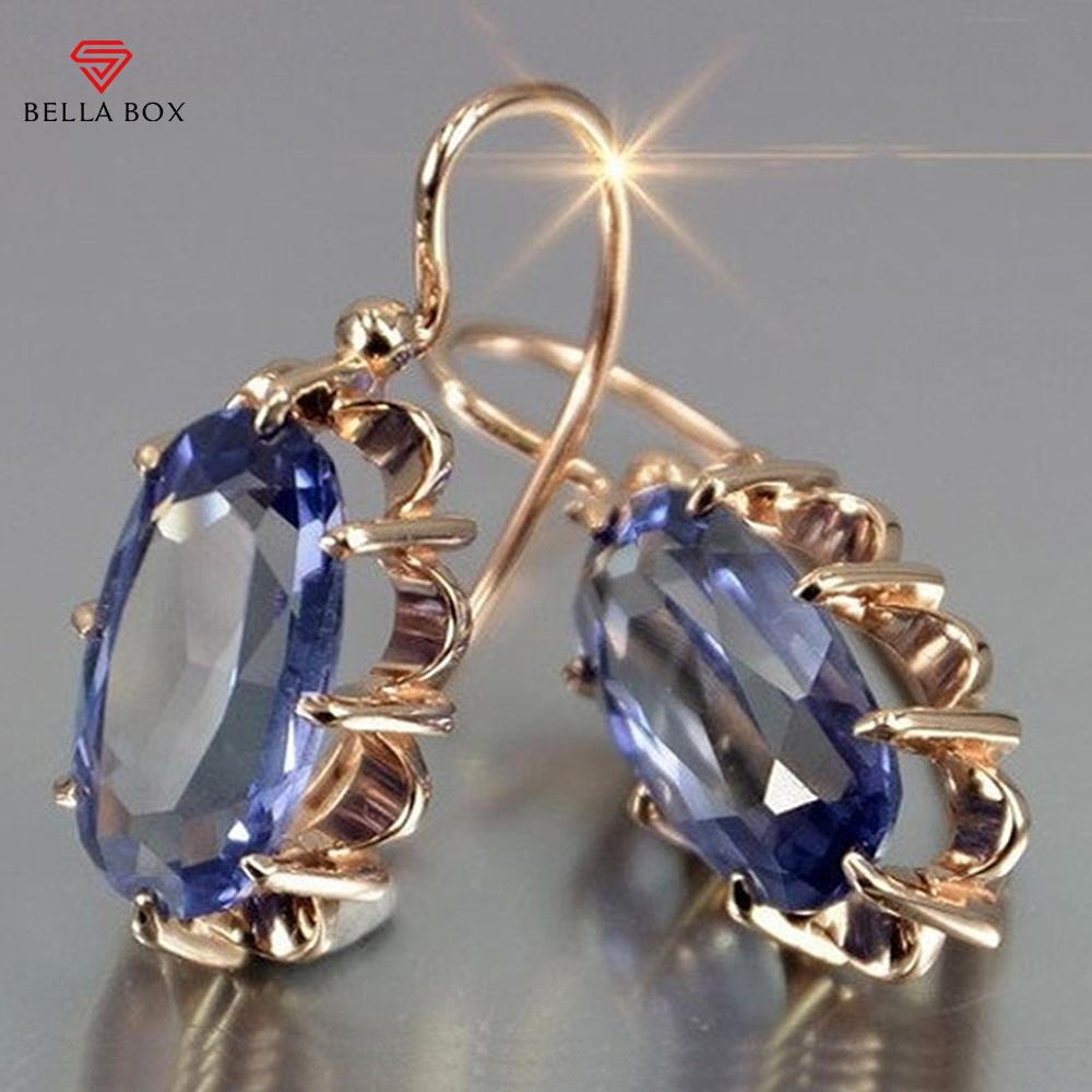Trendy Women Oval Zircon Earrings Temperament Elegant Design Luxury Female Dangle Earrings Aesthetic Jewelry
