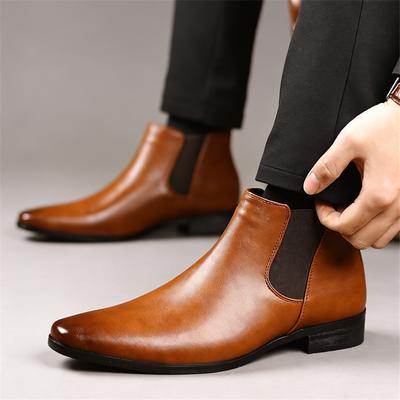 Designer Winter High Tops Herren Spitz zulaufend Zum Hineinschlüpfen Leder Chelsea Stiefeletten Für Herren Neue Marke Modeschuhe Zapatos Hombre