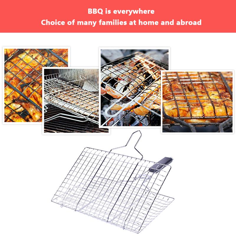 Non Stick BBQ Grilling Basket Stainless Steel Grill Mesh Mat Meat Vegetable Steak Grill BBQ Net Outdoor BBQ Picnic Barbecue Tool