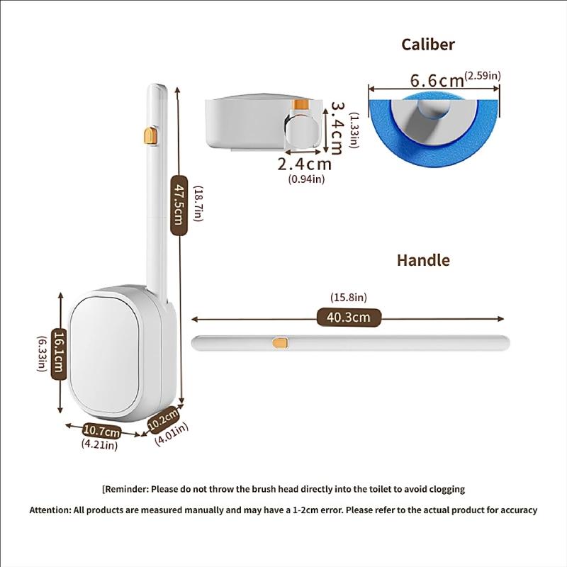 Disposable Toilet Brush with Sponges Head Not Drill Wall Mounted Easy 1 Touches Replacement for Hygienic Bathroom Cleaning