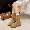 Suede Western Pile Boots Women's New Autumn Fashion Maillard Style Thick Heel Small Medium Tube Martin Boots