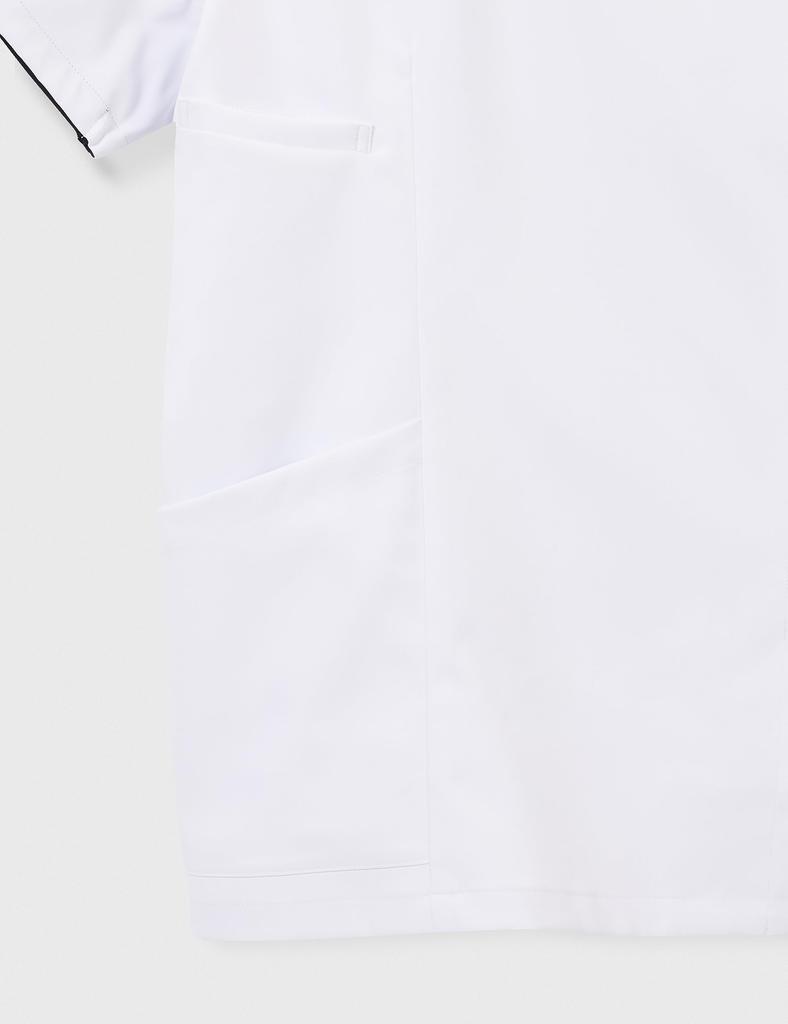 Medical Nursing White Coat Scrub for Nursing Doctors Easy To Put On and Take Off Stretch 7059SC White X Dark Navy EL To Japanese Size [Zip Scrub]