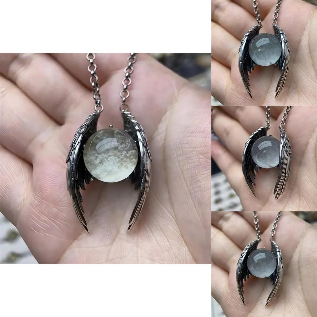 Ghost Wings Faux Crystal Vintage Necklace With Cartoon Pendant For Fashion Ol Women Men