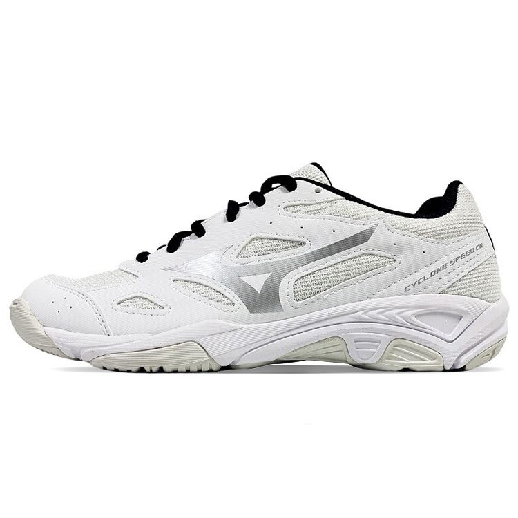 Mizuno Cyclone Speed 1 Fabric Leather Comfortable Non-Slip Durable Breathable Low-Top Badminton Shoes Unisex Sneaker White Silver V1GA218103