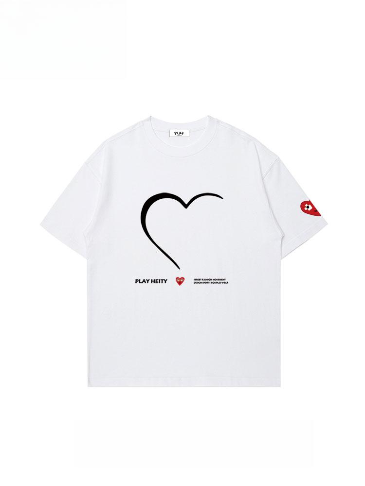 

Short-sleeved T-shirt Men s and Women s Letter Printing Love Embroidery Summer Fashion Trendy Brand Loose Top Compression Shirt S