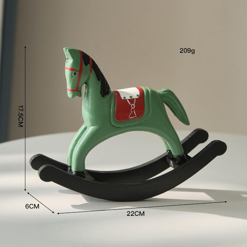 Wooden Rocking Horse Ornament Desk Decor Living Room Decor Balance Art Adornment Creative Gift Souvenir
