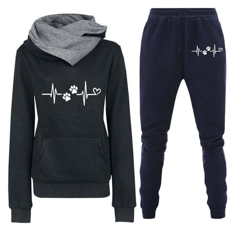 2024 Spring and Autumn Winter New Velvet Hooded Sportswear Set for Women, Hoodies, Pants, Women's Clothing