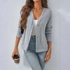 Women's Fashion Solid Color V-neck Long Sleeve Button Casual Cardigan Coat