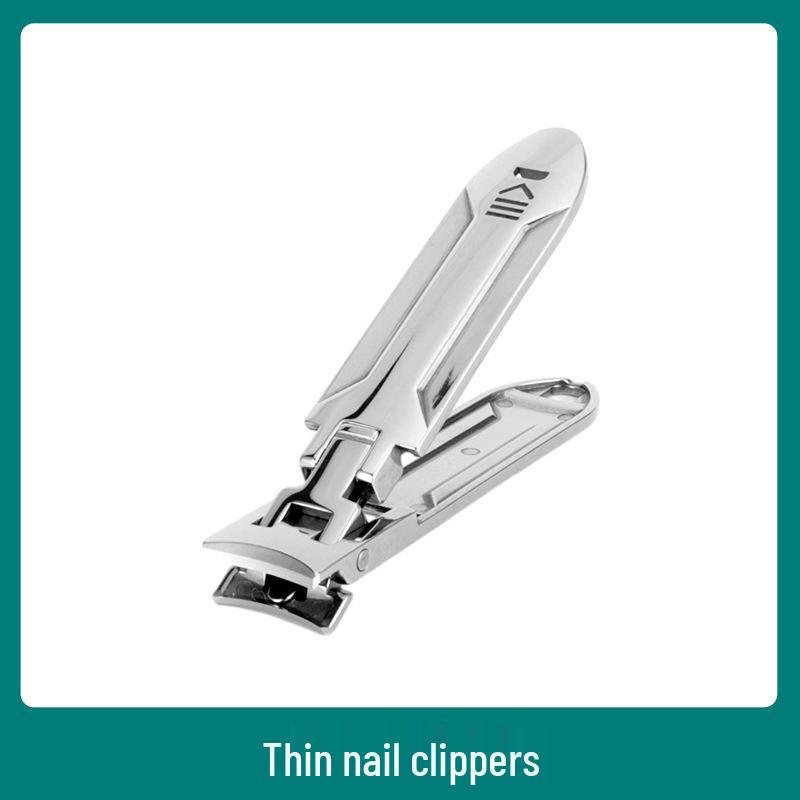 Foldable Stainless Steel Flat-Edge Nail Clippers - Portable Manicure and Toenail Tools.