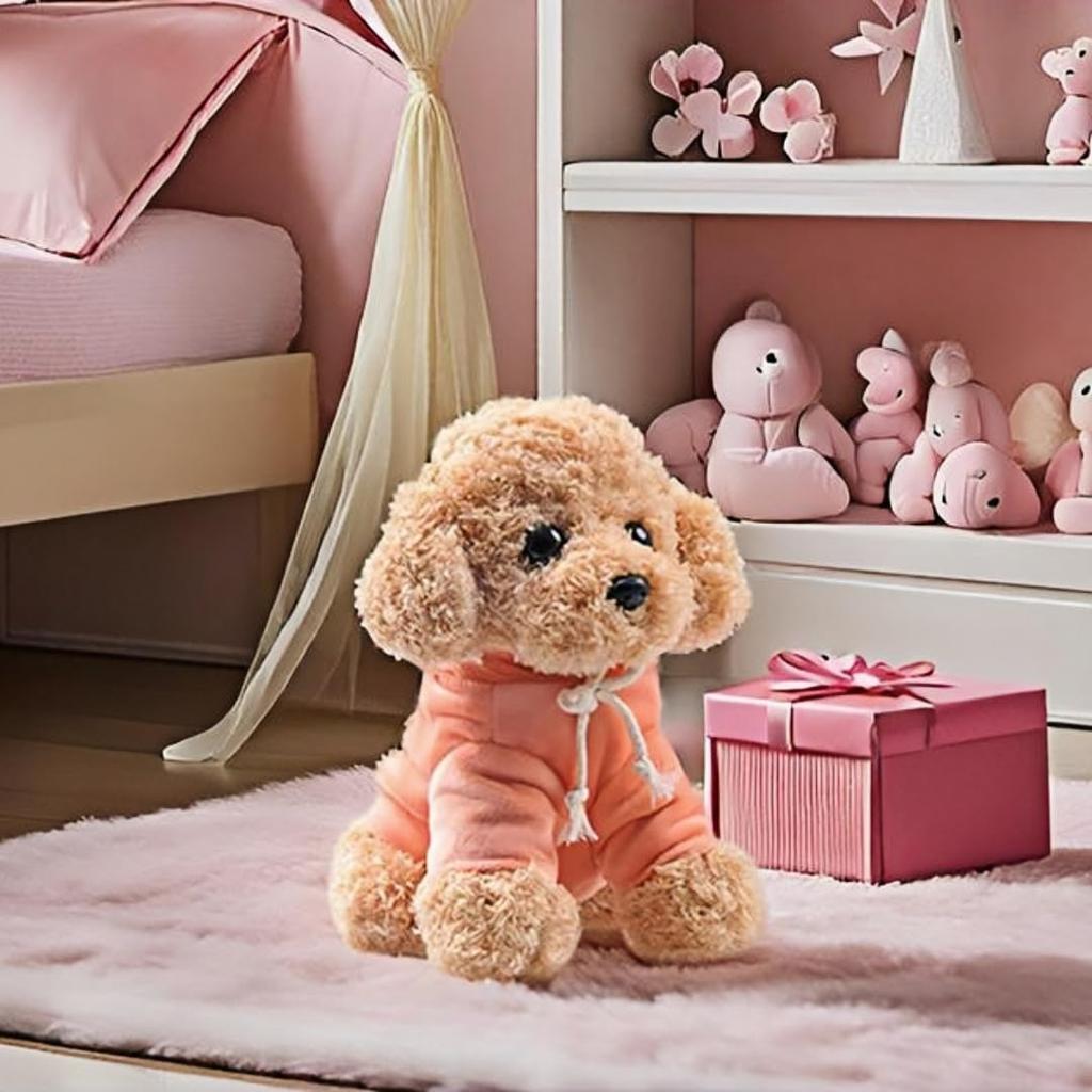 Plyšová hračka Toy pudl v růžových šatech, 20 cm, jako živá, dárková sada pro dívky (NarozeninyValentýnBílý den Dárek), Měkké interiérové psí zboží, Miminko
