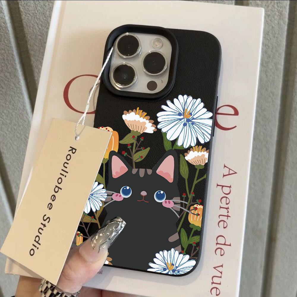 

Romantic Cartoon Cat Flower Lichee leather pattern Phone Case For Redmi A5 A3 A1 14C 13 12 12C 10 9 8 K60 Ultra Shockproof Cover Redmi A5 4G