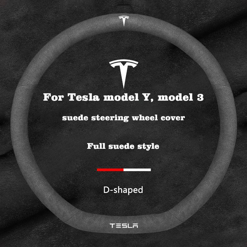 

For Tesla Model 3 Model Y S X Roadster Suede Anti-slip Breathable Leather Car Steering Wheel Cover Auto Accessories Summer 2026