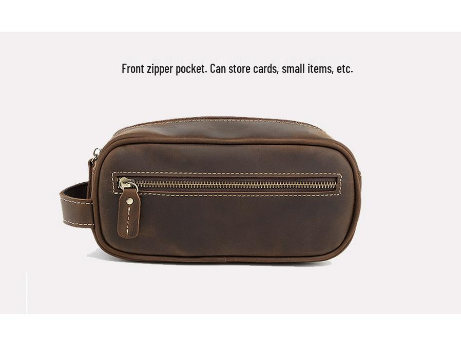 Men's Genuine Leather Clutch & Wash Bag - High-End Retro Design