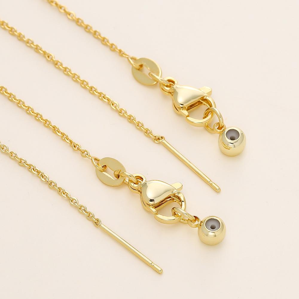 2/4Pcs/Lot 14/18K Gold Plated Flat Round Chain Thrusting Pin Adjustable Chains For DIY Necklace Jewelry Making Accessories