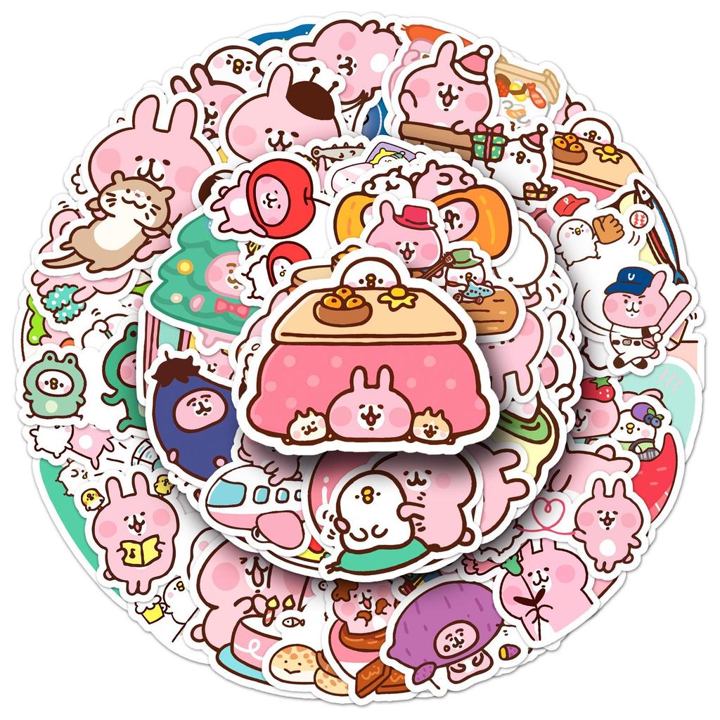 52 Kanahei Stickers: Cute Pink Rabbit Cartoon, Waterproof Decor for Notebooks & Planners