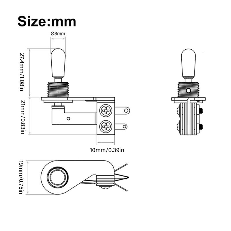 3 Position Toggle Switches for Electric Guitar Easy Control Plate Installation Small Design Smooth Quiet Switching