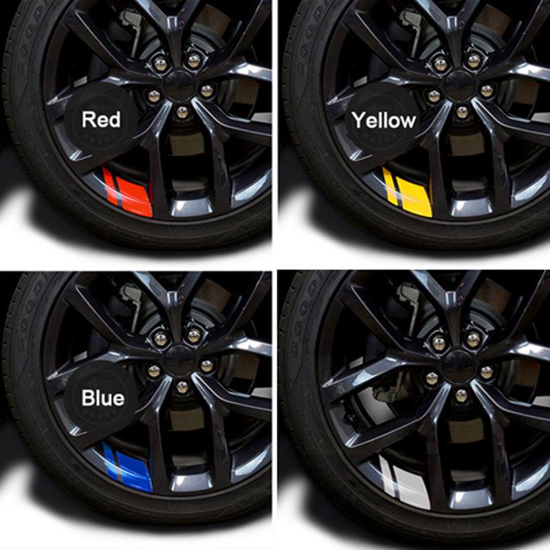 4 ks reflexní samolepky na ráfky kol auta vinylové stylingové samolepky Mark Stripe závodní samolepky na náboj kola auto exteriérové ​​doplňky