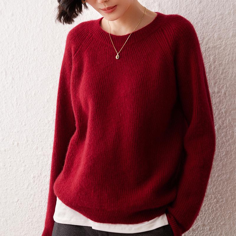 Cashmere Raglan Sleeve Women's Winter Pullover - Versatile, Warm, Thick Knit Round Neck Sweater (2026)