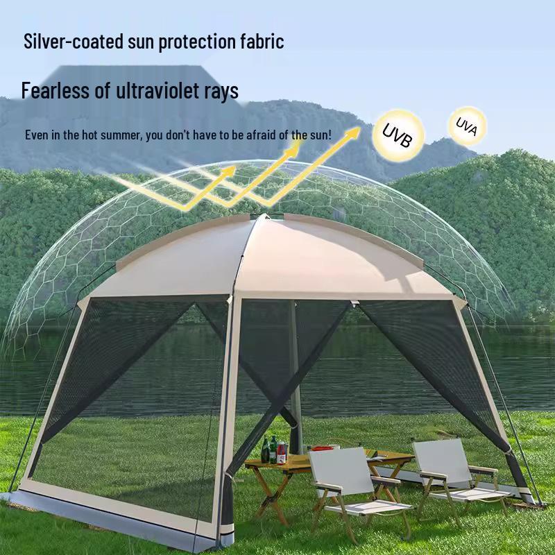Portable Outdoor Mesh Gazebo: Large Sunshade Tent with Mosquito Net for Beach or Camping