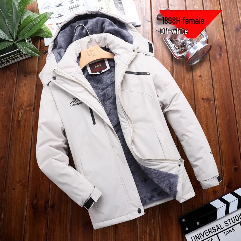 Men's and Women's Waterproof Breathable Outdoor Winter Windbreaker with Fleece Lining