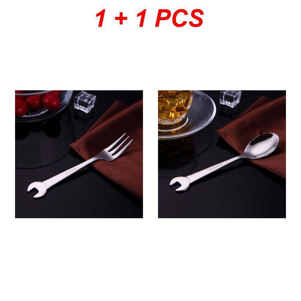 304 Stainless Steel Spoon Wrench Spoon Fork Creative Coffee Spoon Ice Cream Spoon Gift Tableware Set Family Camping Kitchen