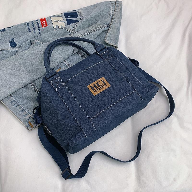 Torba Podróżna na Krótkie Dystanse Damska Torba Jeansowa o Dużej Pojemności na Ramię/Przez Ramię Torba Bagażowa