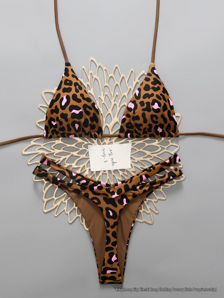 Leopard Print Sexy Two-Piece Bikini Set for Women