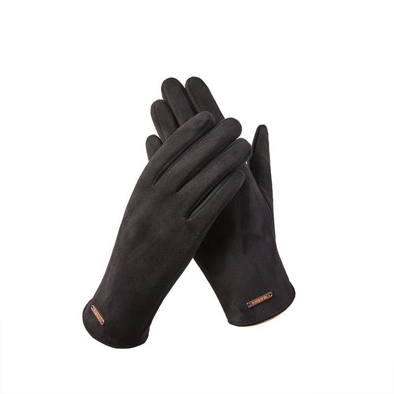 Warm Gloves Suede Men and Women Plus Velvet Gloves Outdoor Riding  Cold Proof  Autumn and Winter Touch Screen Gloves