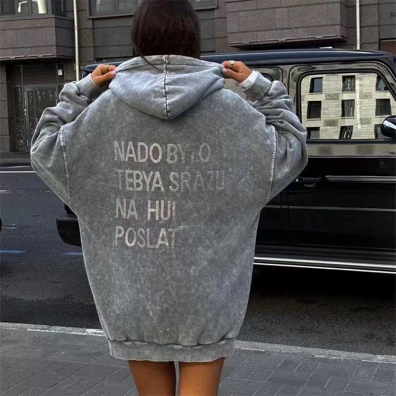 Fashion Style New Arrival Rhinestone Letter Hooded Sweatshirt Loose Tops Diamond Studded Hooded Top