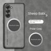 Business Retro Matte Lambskin Leather Case For Samsung M56/16 A56/36/26/16/06 A55/35/25 Metal Magnetic Car Holder TPU Soft Cover