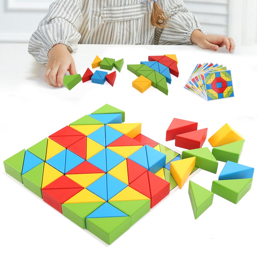 Triangular Wooden Building Blocks Toddler Kids Puzzle Block Toy Creativity Educational Toy#1