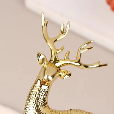 1/5 STÜCKE Gold Hirsch Statue Rentier Figuren Kunststoff Elch Skulptur Wohnzimmer Luxus Zuhause Weihnachtsdekoration Großhandel Dropship