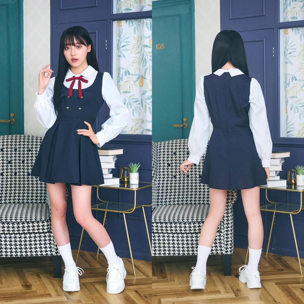 Clear Stone Ulzzang Sailor Cosplay Halloween Navy Dress, Women's,