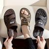 Men's Monogram Design Casual Dual Use Sandals Slippers, Summer Outdoor Non-slip Beach Shoes