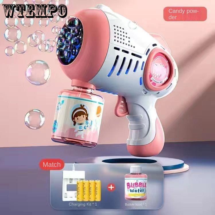 8-Loch-Blasenmaschine mit Lichtern, Seifenblasenpistole, Sommerspielzeug, Geschenk für Jungen und Mädchen, Kinder, Erwachsene, Geburtstag, Hochzeit, Party, drinnen und draußen, Spielaktivitäten