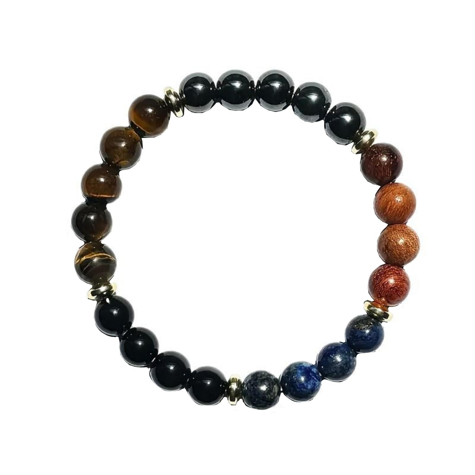 Браслет Тигровый глаз Лазурит Гематит One Size