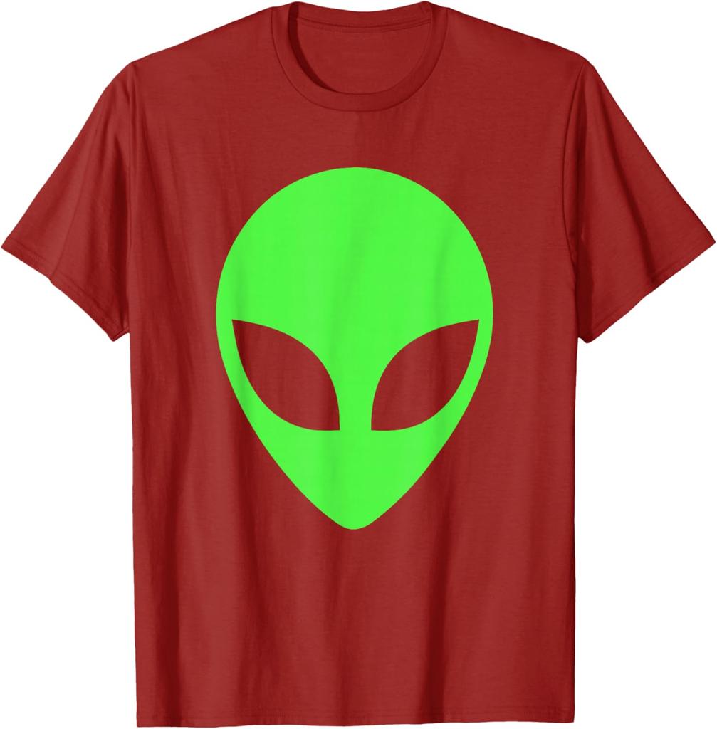 Green Alien Head Graphic Tee Breathable Cotton Casual Trip T-Shirt for Men