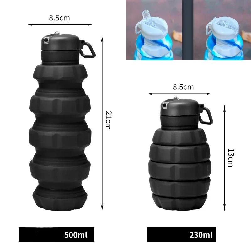 Collapsible Water Bottle, Reuseable BPA Free Silicone Foldable Bottles Portable Hiking Cup for Outdoor Mountaineering Tours
