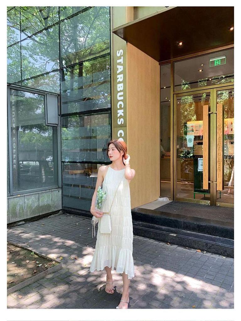 2026 Elegant Korean-Style Lightweight Seaside Spaghetti Strap Beach Dress