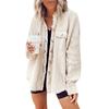 Women S Casual Long Sleeve Shirt Jacket With Pockets Lapel