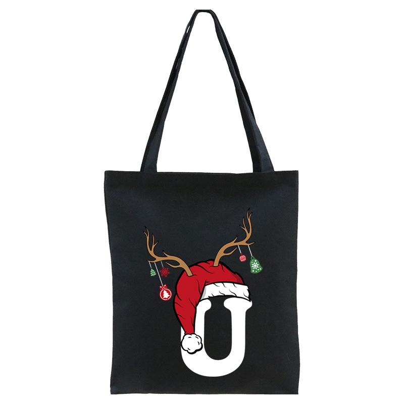 Christmas 26 English Letter Printing Tote Bag Shoulder Bag Women's New Large Capacity Go Out Portable