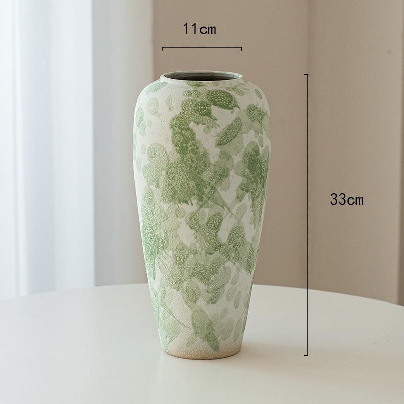 Wabi-Sabi Ink Splash Ceramic Vase: Elegant Retro Flower Arrangement for Living Room or Dining Table