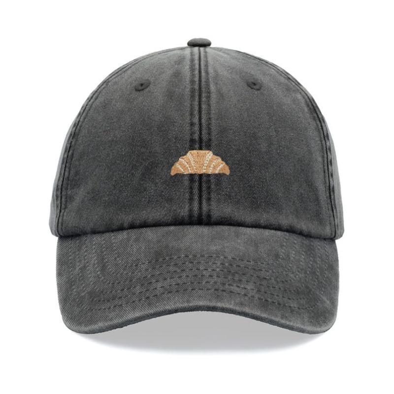 

1pc Croissant Printing Retro Baseball Caps for Men,outdoor Leisure Washed Adjustable Dad Hat Faded Sports Sun Tralve Dailywear Adjustable чорний